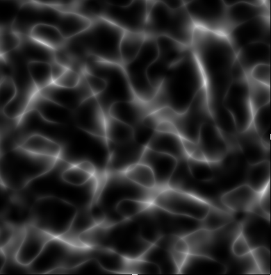 Ridged Multifractal noise with 130 s, 2 n, 0.5 a, 2 f multiplied by Fractal noise with 100 s, 2 n, 0.5 a, 3 f
