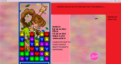This image shows off some ideas of how I would like the layout of the puzzle screen would look.